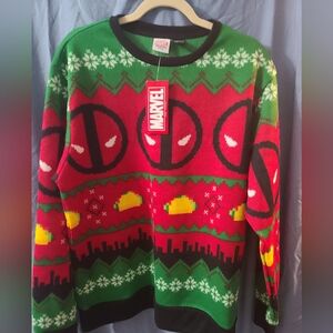 DEADPOOL UGLY CHRISTMAS SWEATER Size MEDIU Brand New with Tags! Marvel